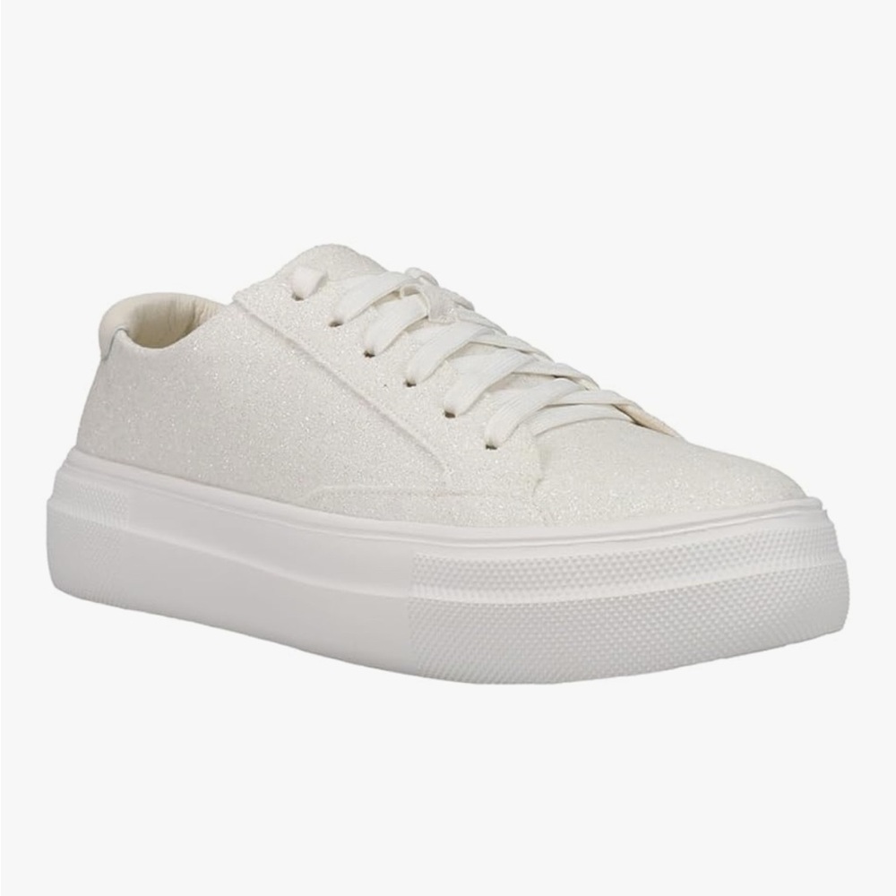 Corkys White Sparkle Glaring Platform Sneakers for Women